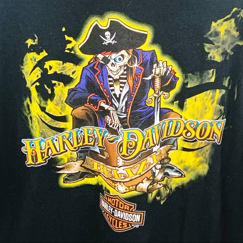 Harley Davidson Black Belize Pirate Graphic Tshirt - Picture 2 of 6